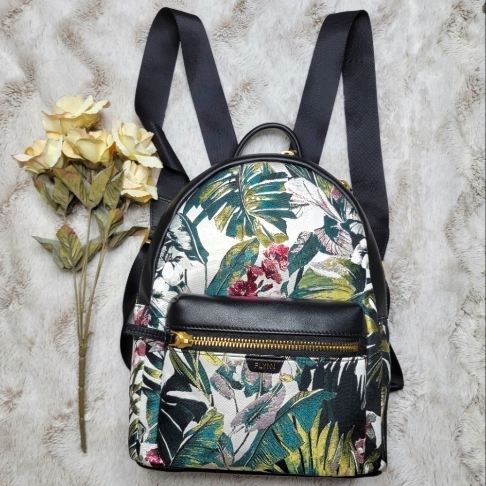 Flynn Maverick Backpack in Floral Black Gold Multicolor New